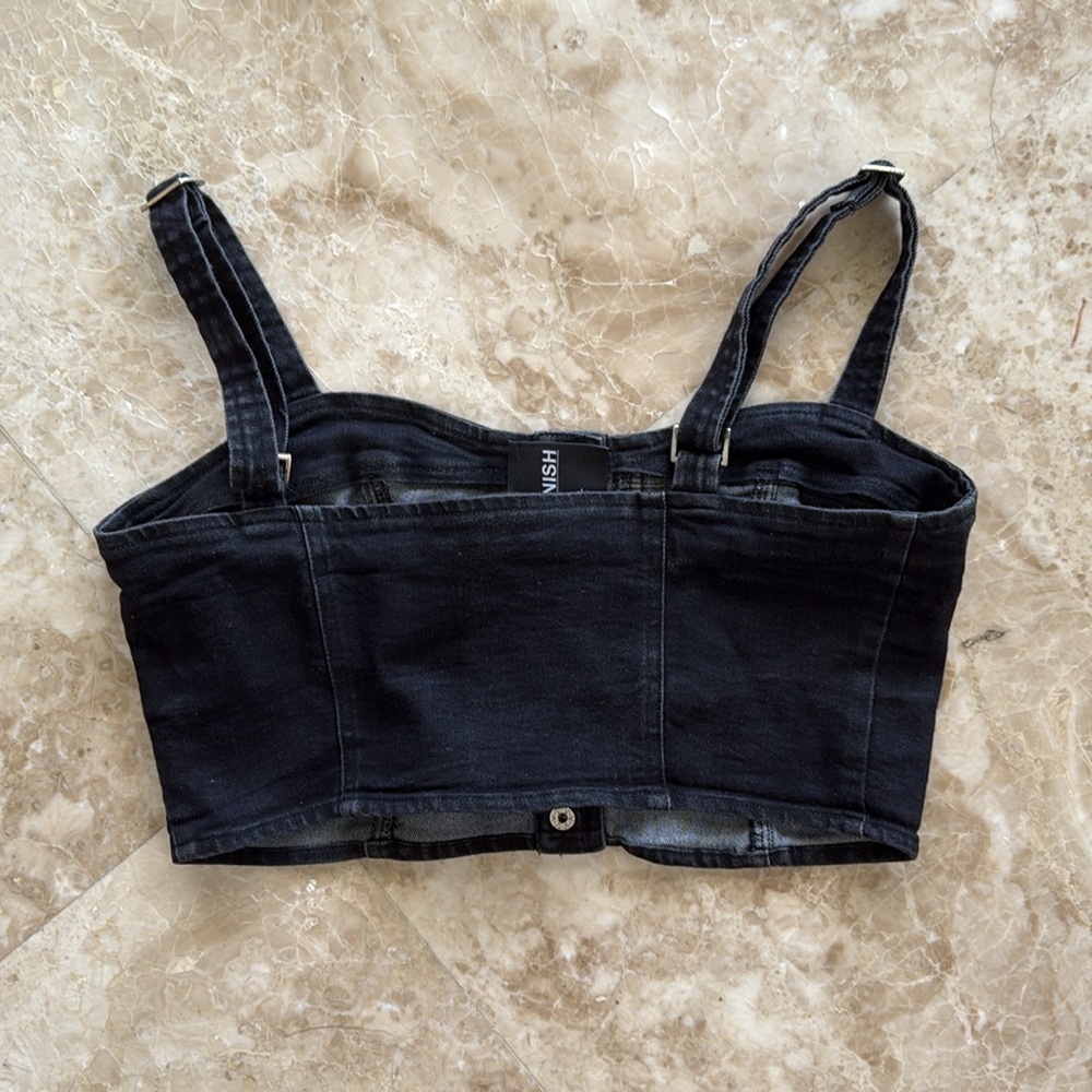 Kittenish Dark Denim Corset Crop Top - Picture 2 of 2